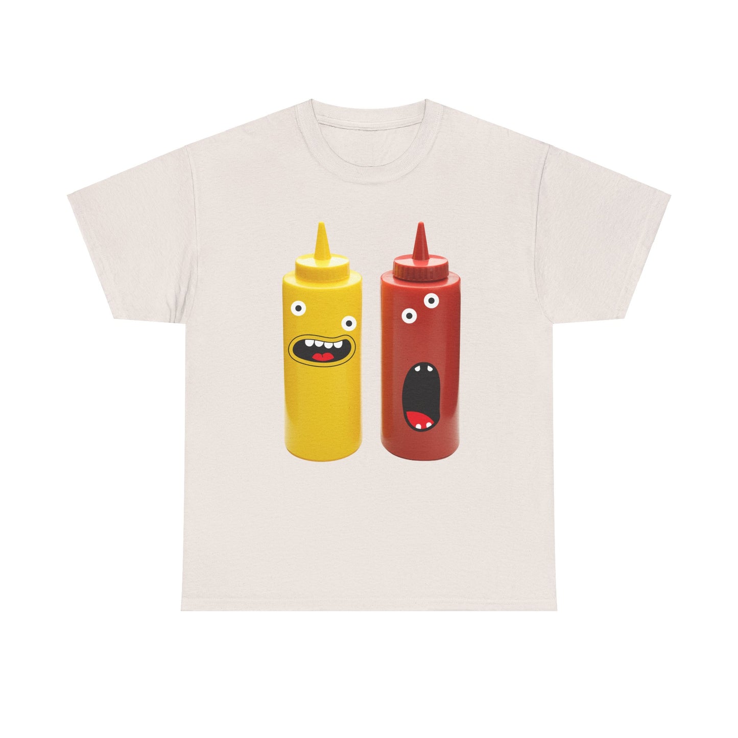 Graphic Tee for Condiment Enthusiasts, Ketchup and Mustard Shirt, Googly Eyes Shirt