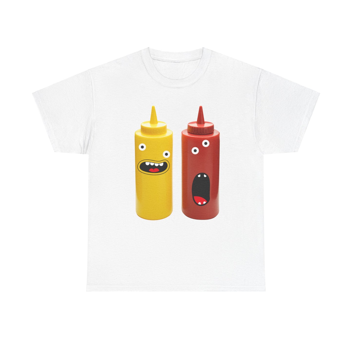 Graphic Tee for Condiment Enthusiasts, Ketchup and Mustard Shirt, Googly Eyes Shirt