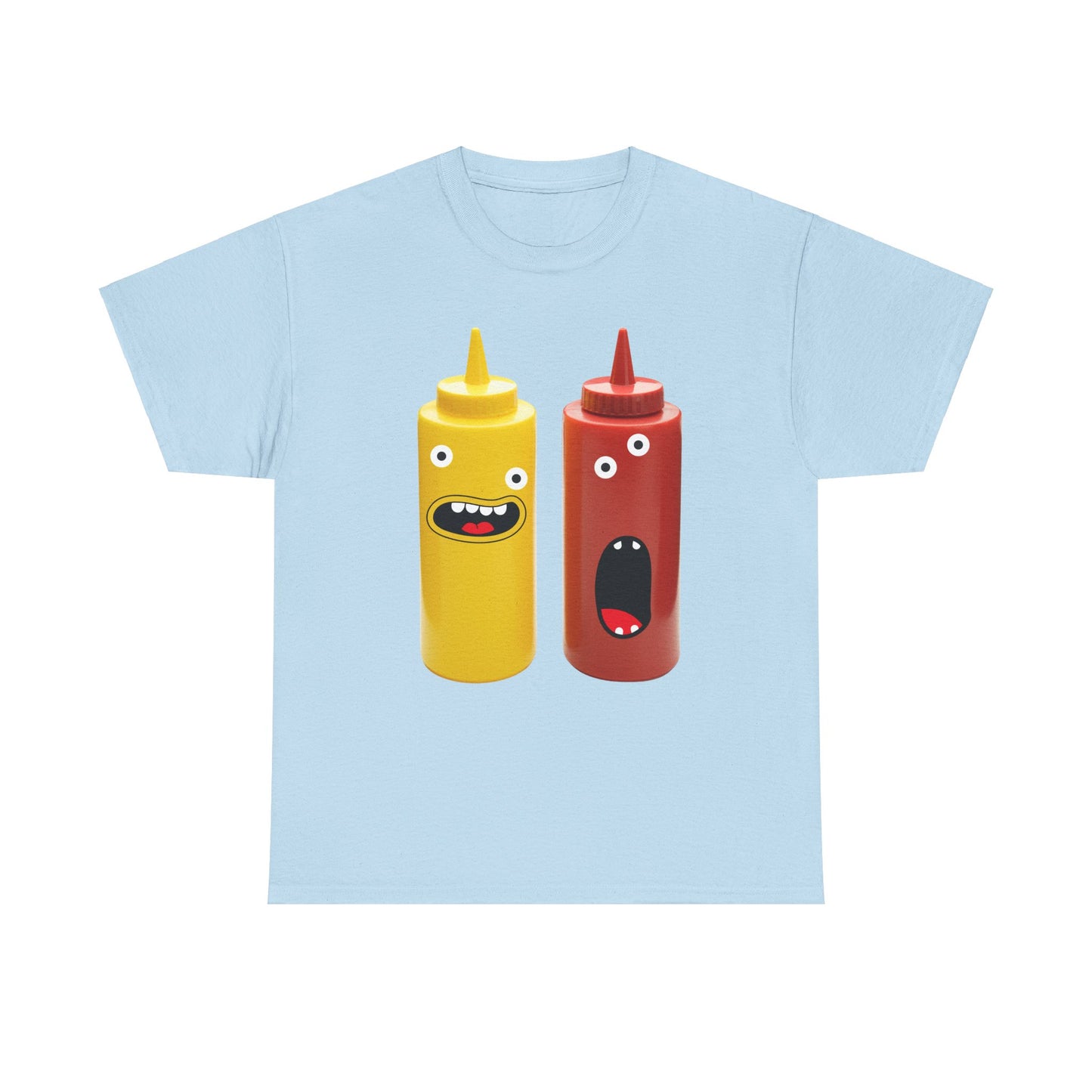 Graphic Tee for Condiment Enthusiasts, Ketchup and Mustard Shirt, Googly Eyes Shirt