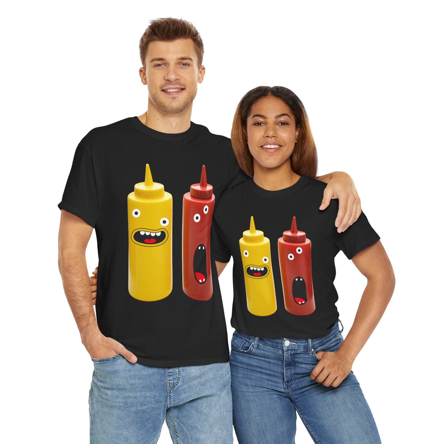 Graphic Tee for Condiment Enthusiasts, Ketchup and Mustard Shirt, Googly Eyes Shirt