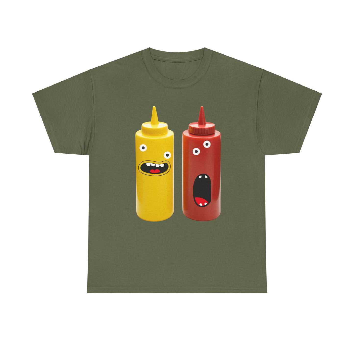 Graphic Tee for Condiment Enthusiasts, Ketchup and Mustard Shirt, Googly Eyes Shirt