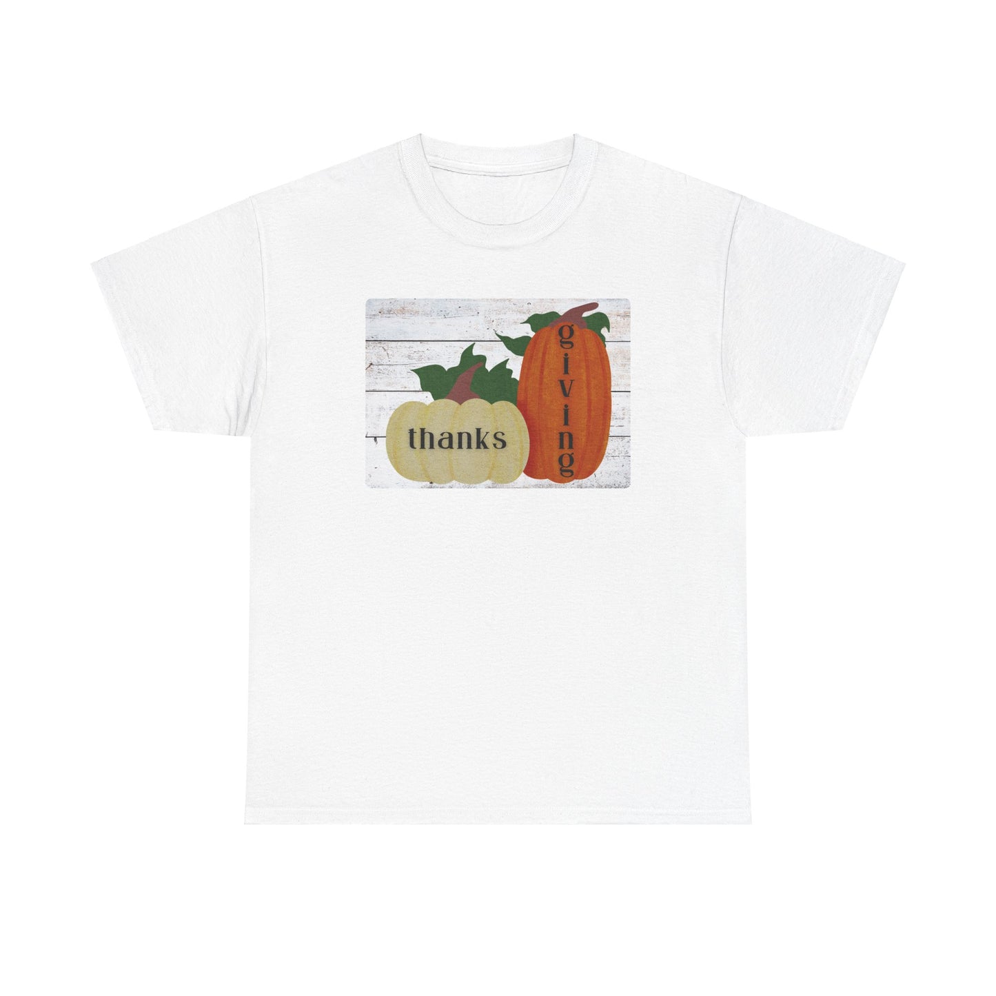 Pumpkin Tee - Rustic White Wood Thanksgiving Shirt