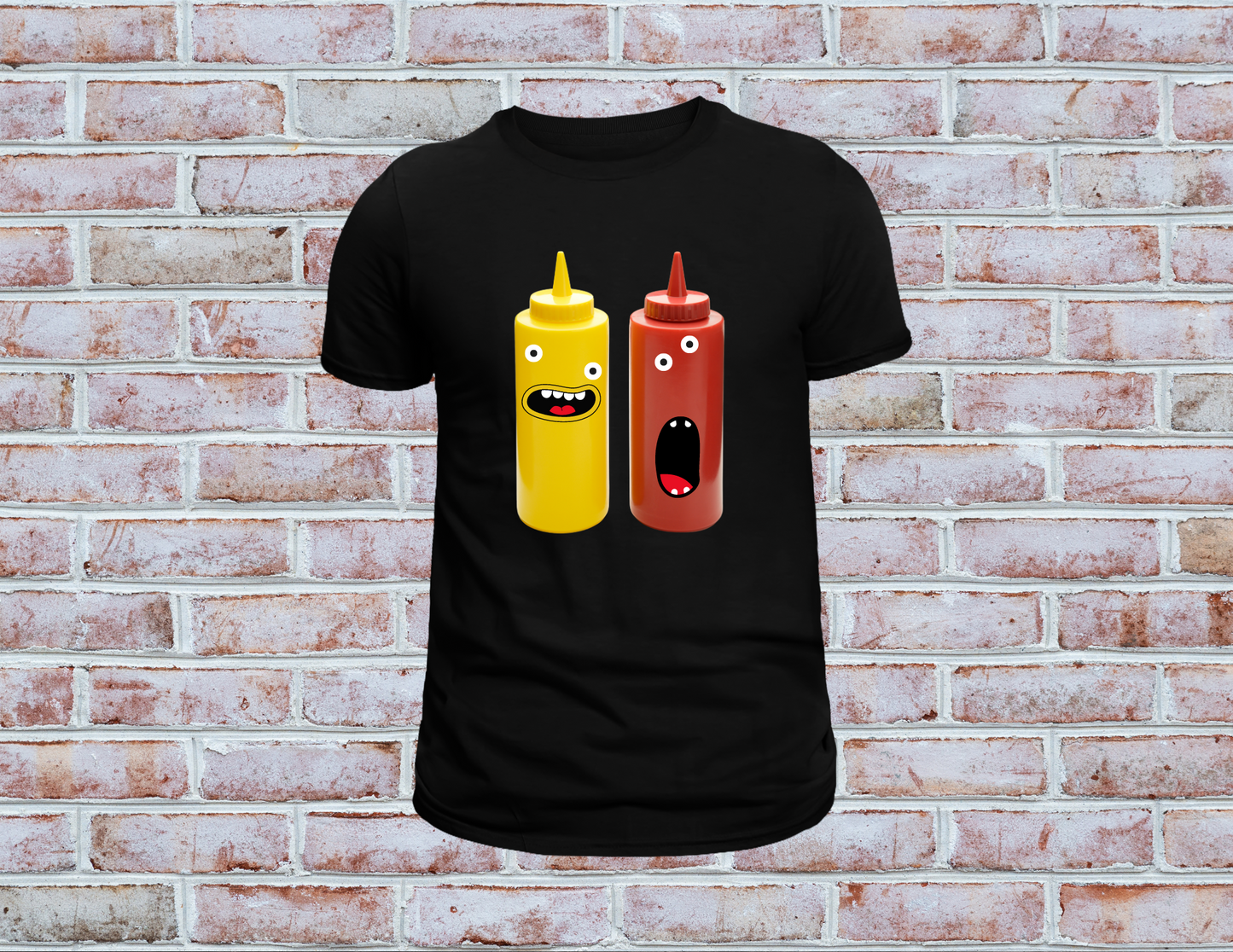 Graphic Tee for Condiment Enthusiasts, Ketchup and Mustard Shirt, Googly Eyes Shirt