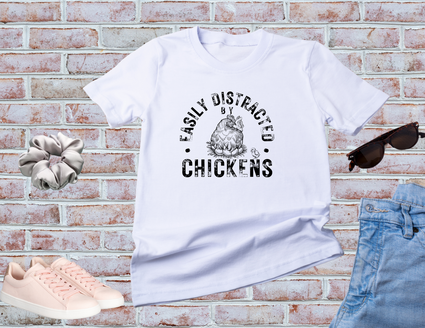 Easily Distracted by Chickens Shirt, Chicken Farmer Shirt