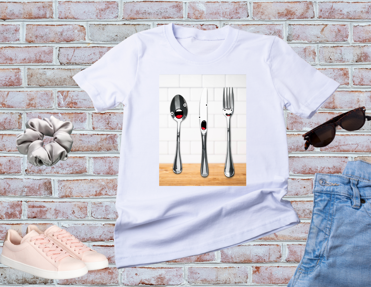 Silverware Shirt, Singing Silverware Shirt, Fork Shirt, Knife Shirt, Spoon Shirt, Silly Faces